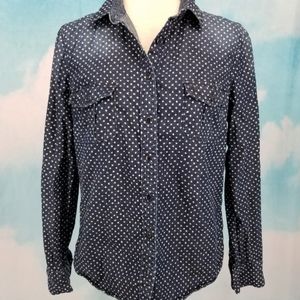 J Crew Keeper Chambray Star Dot Button Down Shirt Size 10